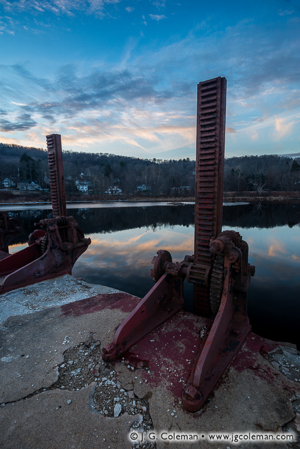 Gates of Collinsville (Dam regulators at the old Collins Axe Factory on the Farmington River, Collinsville, Canton, Connecticut)