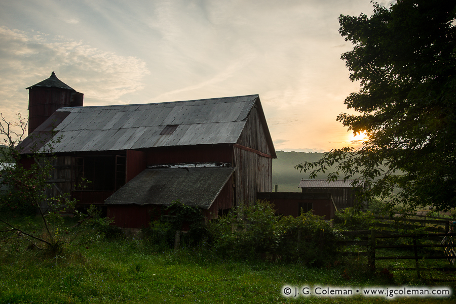 Yankee Farmlands № 37 (Old barns at dawn, Durham, Connecticut)